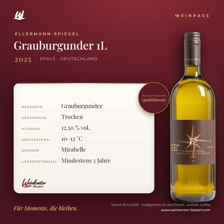 Grauburgunder Ellermann-Spiegel 1L – Pfalz – Weinpass | Weinkontor Bastert