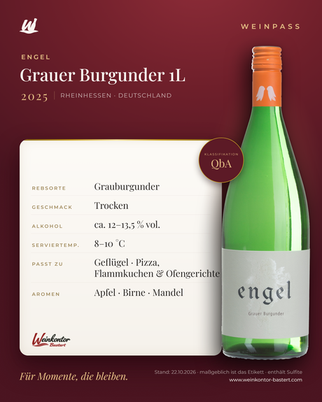 Grauer Burgunder Engel QbA 1L – Rheinhessen – Weinpass | Weinkontor Bastert