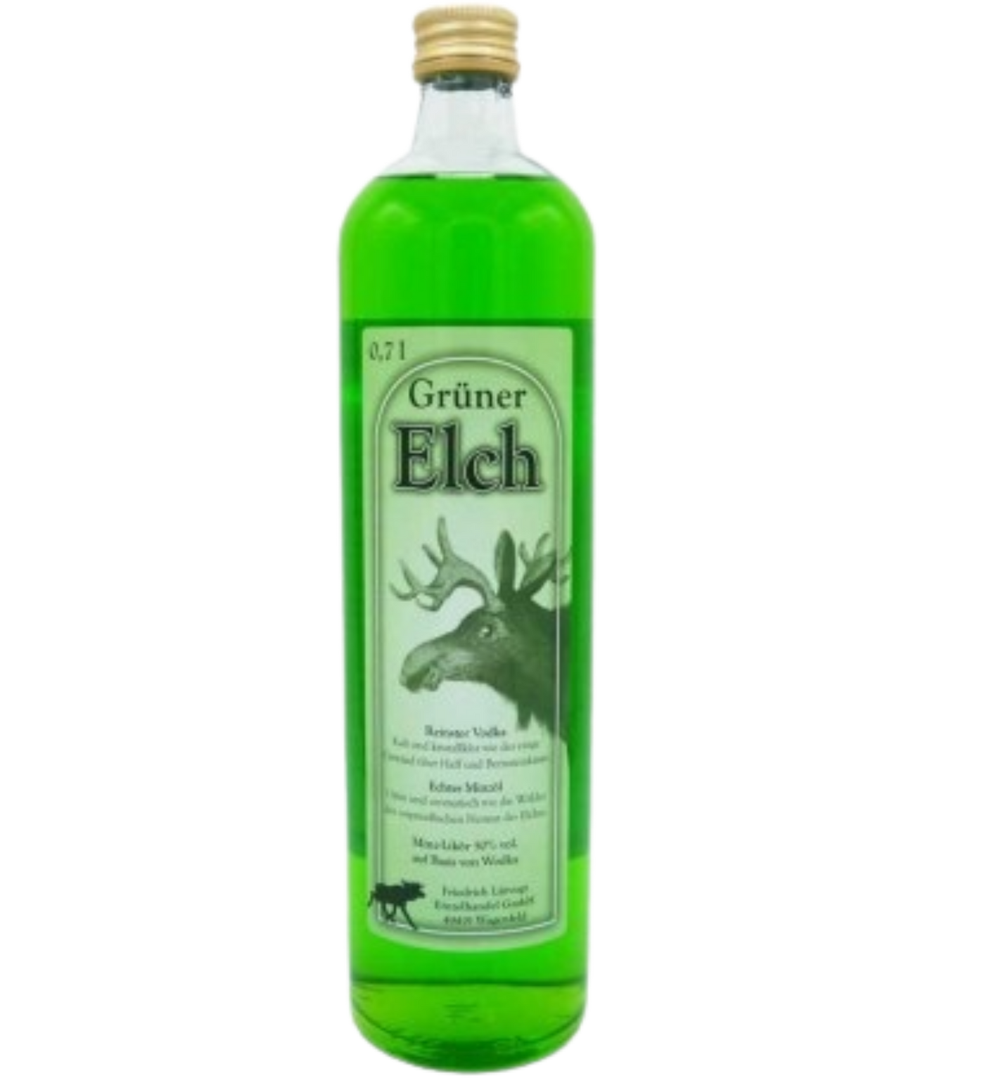 Grüner Elch - Minz-Likör auf Basis von Wodka - Röhrt der Elch in höchsten Tönen, will er mit der Elchin klönen