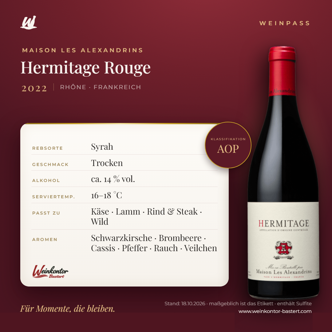 Hermitage Rouge Maison Les Alexandrins AOP – Rhône – Weinpass | Weinkontor Bastert