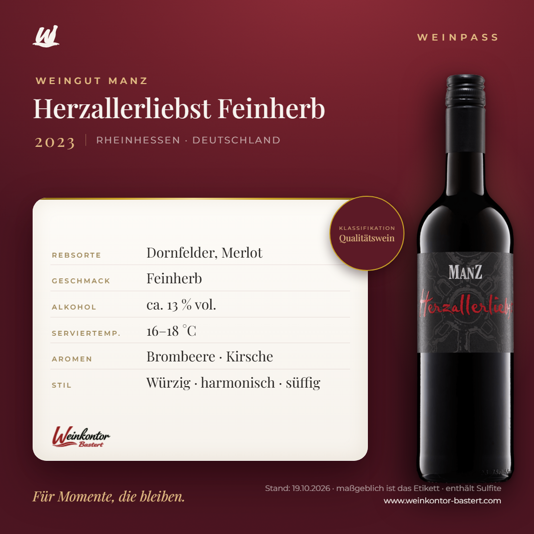 Herzallerliebst Feinherb Manz 6er-Karton – Rheinhessen – Weinpass | Weinkontor Bastert