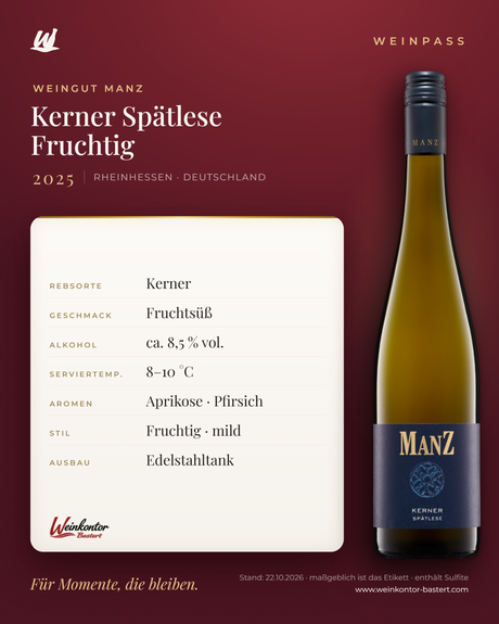 Kerner Spätlese Fruchtig Manz 6er-Karton – Rheinhessen – Weinpass | Weinkontor Bastert