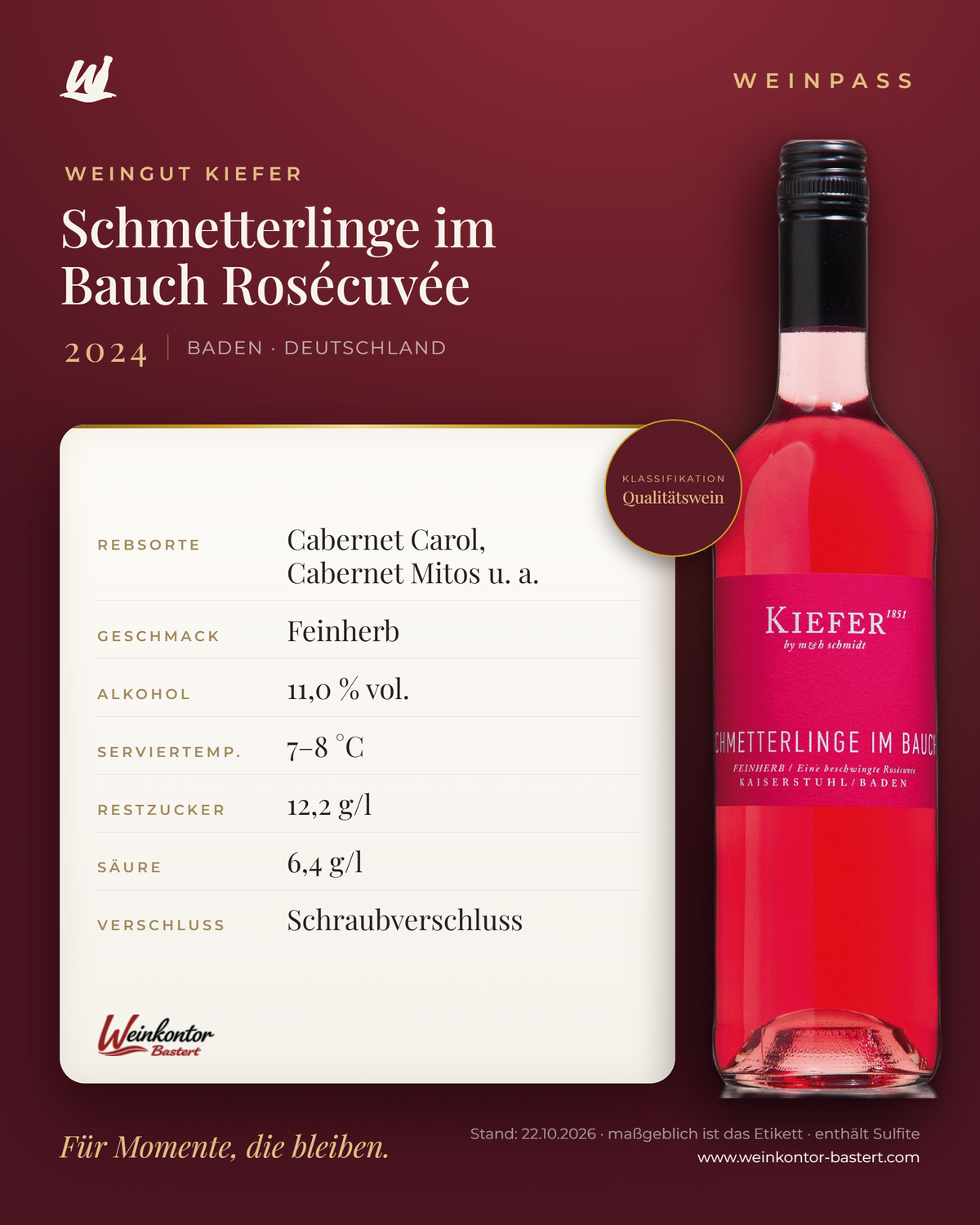 KIEFER Schmetterlinge im Bauch Rosécuvée – Baden – Weinpass | Weinkontor Bastert