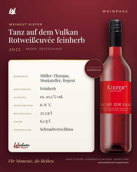 KIEFER Tanz auf dem Vulkan Rotweißcuvée feinherb – Baden – Weinpass | Weinkontor Bastert