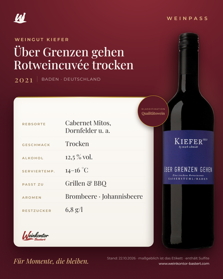 KIEFER Über Grenzen gehen Rotweincuvée trocken – Baden – Weinpass | Weinkontor Bastert