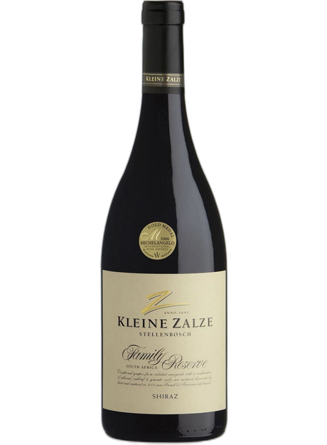 Flasche Kleine Zalze Family Reserve Shiraz Rotwein.