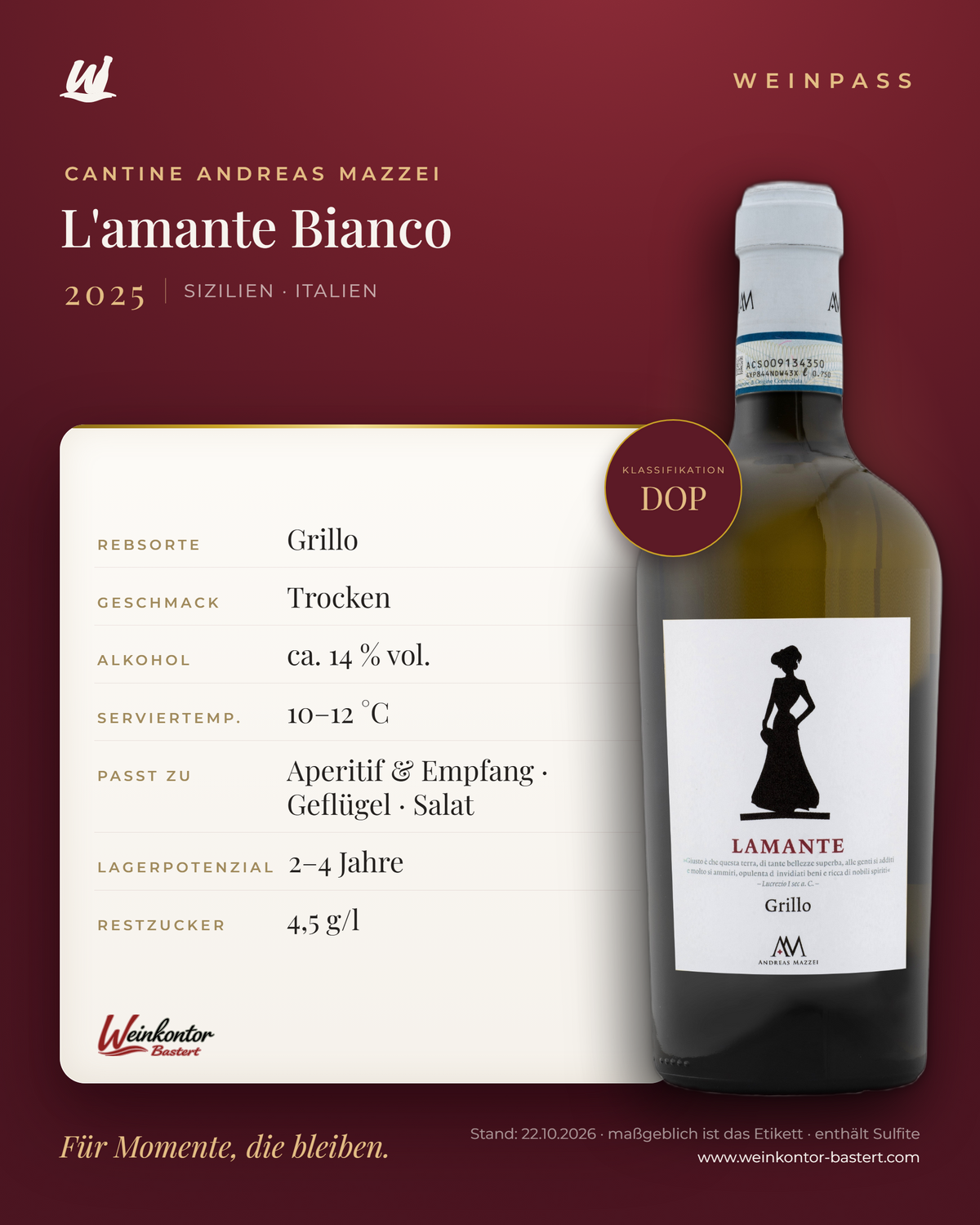 L'amante Bianco Cantina Andreas Mazzei DOP – Sizilien – Weinpass | Weinkontor Bastert