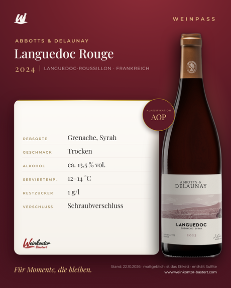 Languedoc Rouge AOP Abbotts & Delaunay – Languedoc-Roussillon – Weinpass | Weinkontor Bastert
