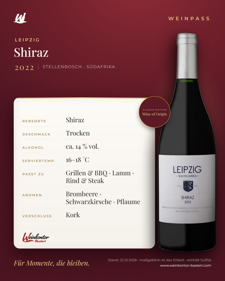 Leipzig Shiraz – Stellenbosch – Weinpass | Weinkontor Bastert