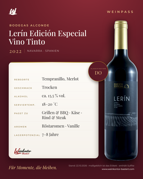 Lerín Edición Especial Vino Tinto Bodegas Alconde – Navarra – Weinpass | Weinkontor Bastert