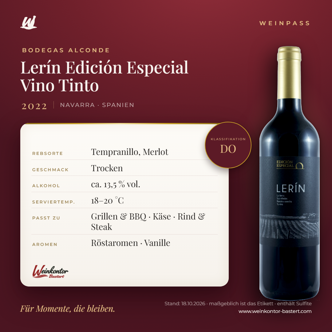 Lerín Edición Especial Vino Tinto Bodegas Alconde – Navarra – Weinpass | Weinkontor Bastert