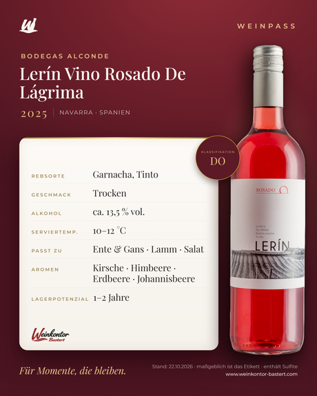 Lerín Vino Rosado De Lágrima Bodegas Alconde DO – Navarra – Weinpass | Weinkontor Bastert