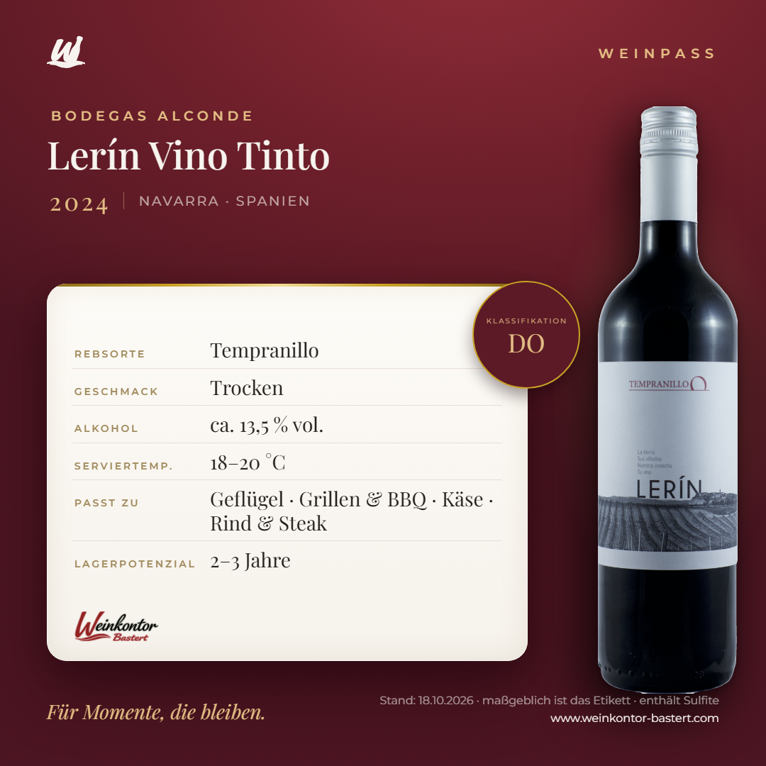 Lerín Vino Tinto Bodegas Alconde DO – Navarra – Weinpass | Weinkontor Bastert