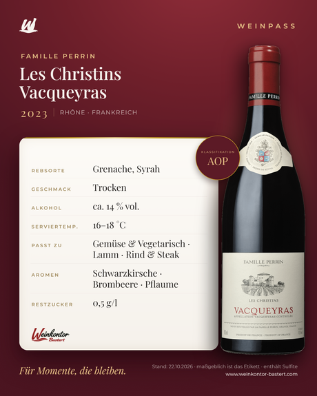 Les Christins Vacqueyras AOP Famille Perrin – Rhône – Weinpass | Weinkontor Bastert