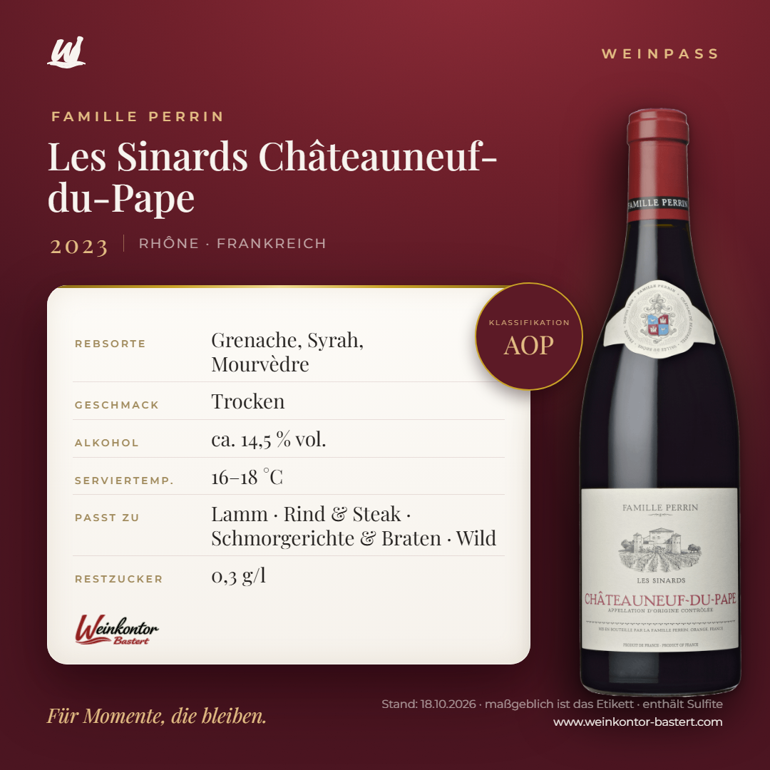 Les Sinards Châteauneuf-du-Pape AOP Famille Perrin – Rhône – Weinpass | Weinkontor Bastert