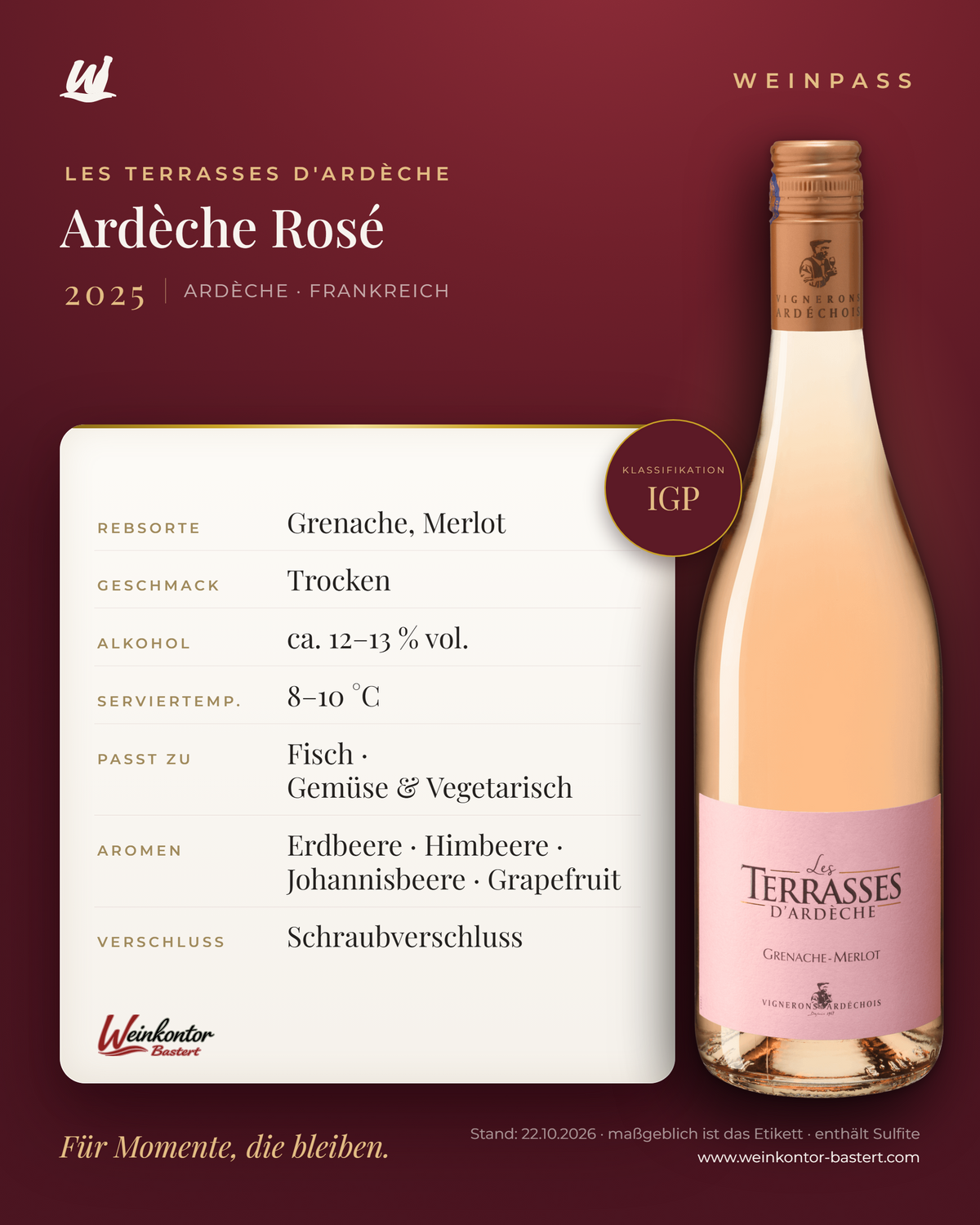 Les Terrasses D'Ardèche Rosé IGP – Ardèche – Weinpass | Weinkontor Bastert