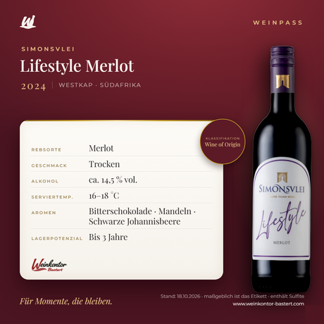 Lifestyle Merlot Simonsvlei – Westkap – Weinpass | Weinkontor Bastert