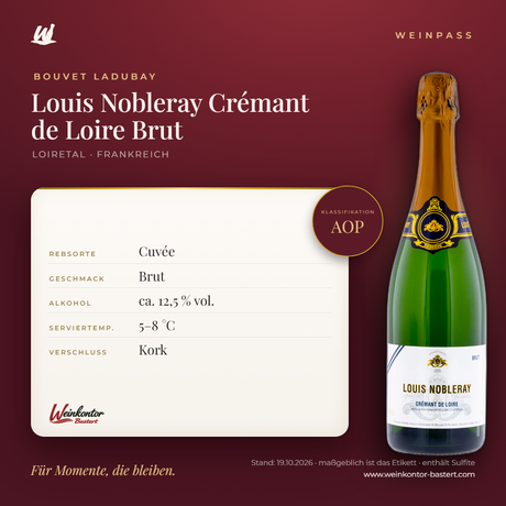 Louis Nobleray Crémant de Loire AOP Brut Bouvet Ladubay – Loire – Weinpass | Weinkontor Bastert