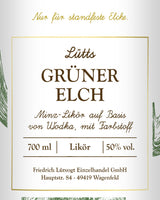 Lütts Grüner Elch: das Vorderetikett im Detail