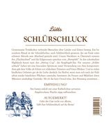 Rückenetikett Lütts Schlür-Schluck mit der Geschichte zum Namen