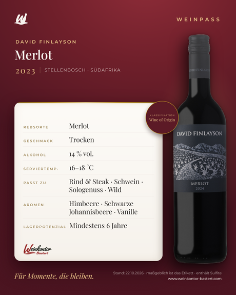 Merlot David Finlayson – Stellenbosch – Weinpass | Weinkontor Bastert