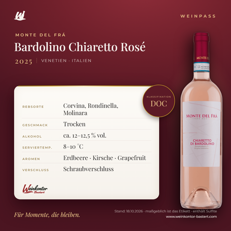 Monte del Frá Bardolino Chiaretto Rosé DOC – Venetien – Weinpass | Weinkontor Bastert