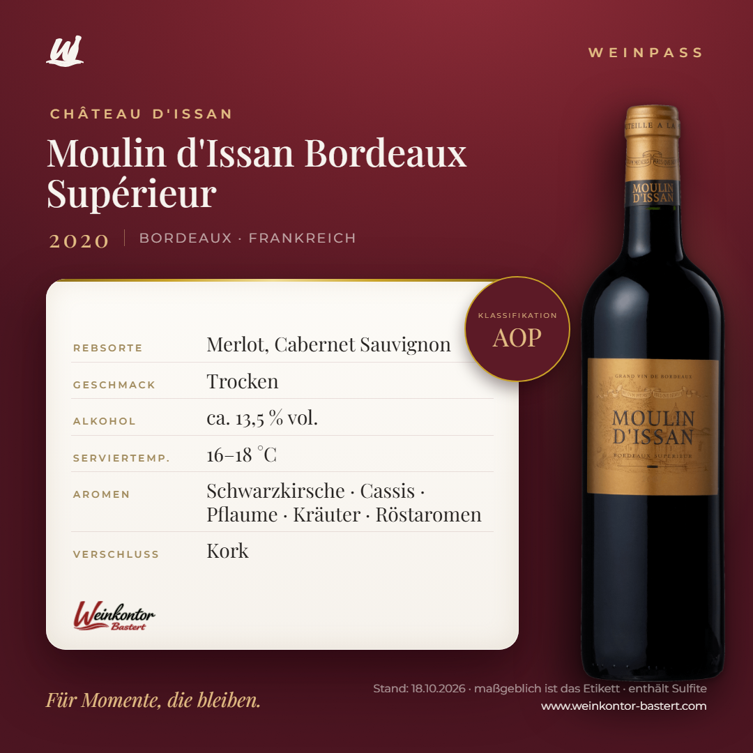 Moulin d'Issan Bordeaux Supérieur AOP Château d'Issan – Bordeaux – Weinpass | Weinkontor Bastert