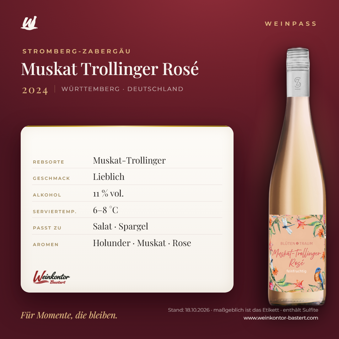 Muskat Trollinger Rosé Stromberg-Zabergäu – Württemberg – Weinpass | Weinkontor Bastert