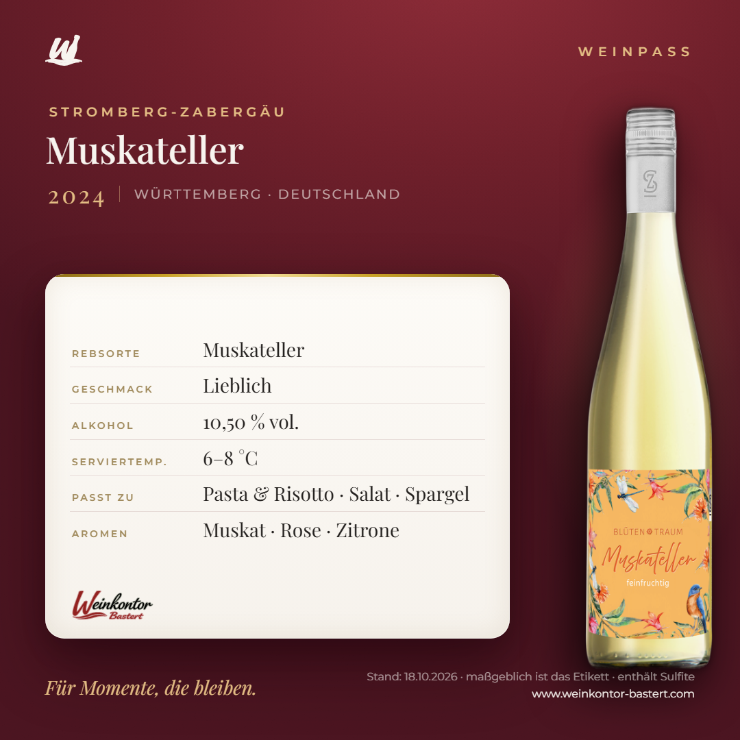 Muskateller Stromberg-Zabergäu – Württemberg – Weinpass | Weinkontor Bastert