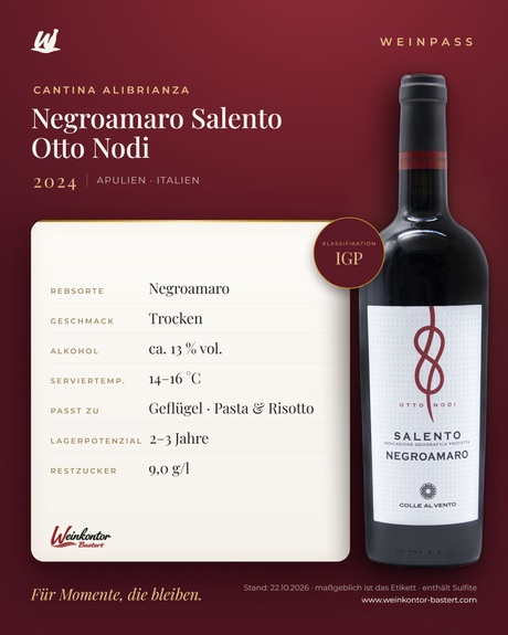 Negroamaro Salento Otto Nodi Cantina Alibrianza IGP – Apulien – Weinpass | Weinkontor Bastert