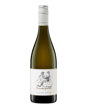 Oliver Zeter Grauburgunder – Sortenreiner Pfälzer Weißwein, Etikett mit Bären-Illustration
