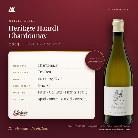 Heritage Haardt Chardonnay Oliver Zeter – Pfalz – Weinpass | Weinkontor Bastert
