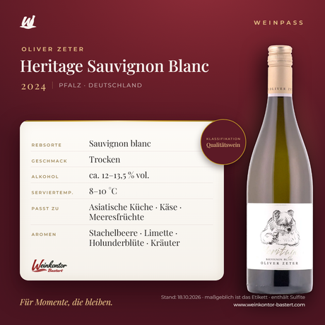 Heritage Sauvignon Blanc Oliver Zeter – Pfalz – Weinpass | Weinkontor Bastert