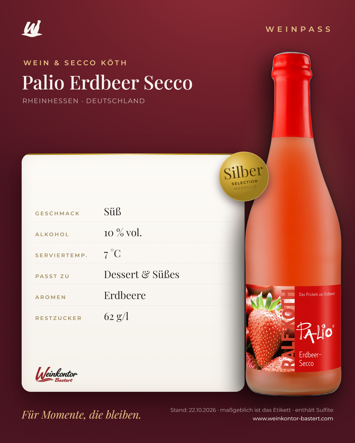 Palio Erdbeer Secco Ralf Köth – Rheinhessen – Weinpass | Weinkontor Bastert