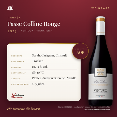 Passe Colline Rouge AOP Rhonéa – Ventoux – Weinpass | Weinkontor Bastert