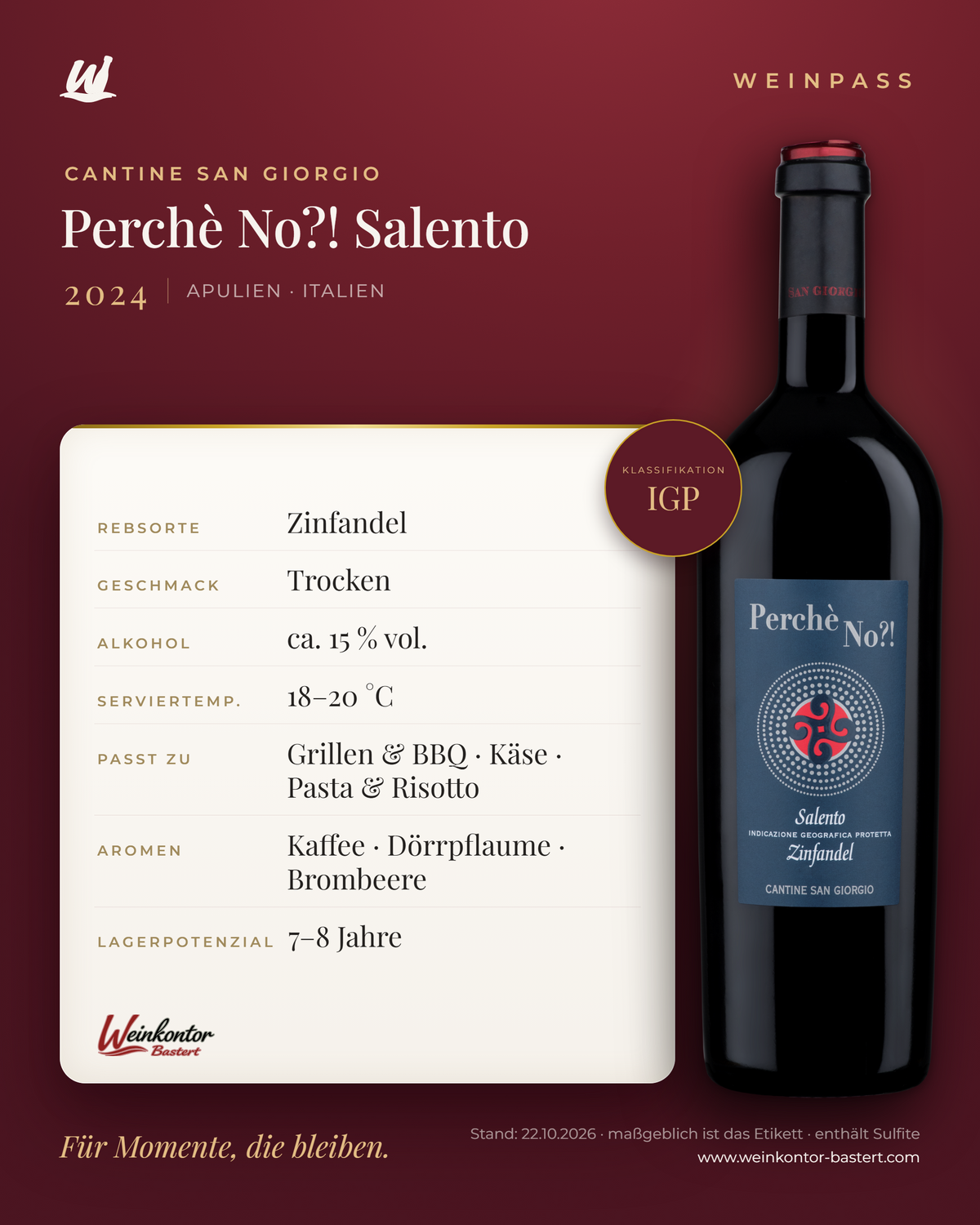 Perchè No?! Salento IGP Cantine San Giorgio – Apulien – Weinpass | Weinkontor Bastert