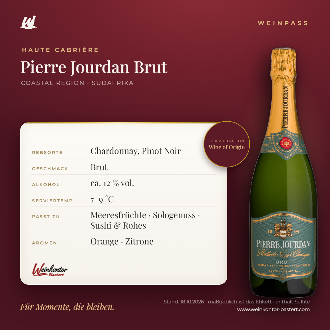 Pierre Jourdan Brut – Coastal Region – Weinpass | Weinkontor Bastert