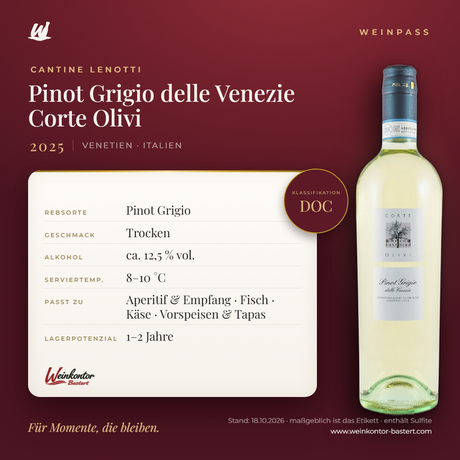 Pinot Grigio delle Venezie Corte Olivi Cantine Lenotti DOC – Venetien – Weinpass | Weinkontor Bastert