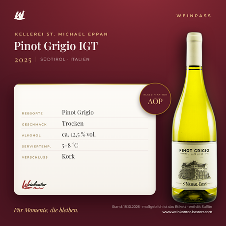 Pinot Grigio IGT Kellerei St. Michael Eppan AOP – Südtirol – Weinpass | Weinkontor Bastert