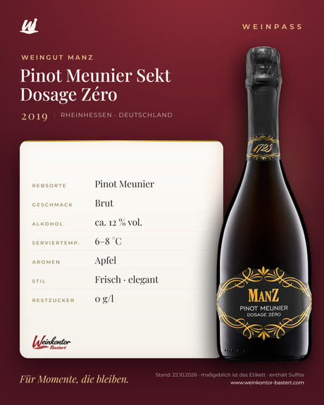 Pinot Meunier Sekt Dosage Zéro Manz 6er-Karton – Rheinhessen – Weinpass | Weinkontor Bastert