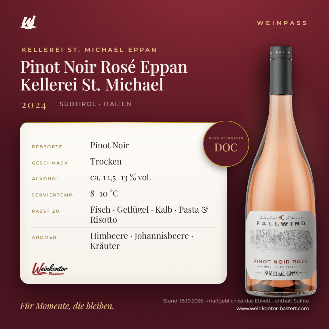 Pinot Noir Rosé Eppan Kellerei St. Michael DOC – Südtirol – Weinpass | Weinkontor Bastert