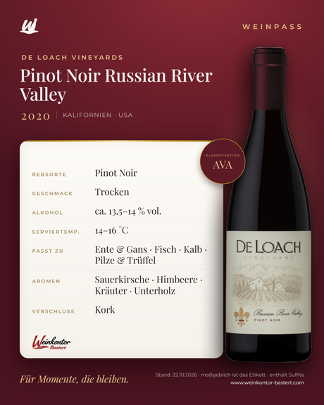 Pinot Noir Russian River Valley De Loach Vineyards – Kalifornien – Weinpass | Weinkontor Bastert