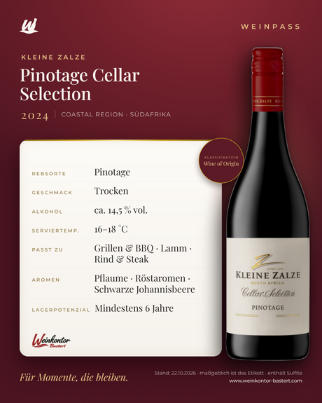 Pinotage Cellar Selection Kleine Zalze – Coastal Region – Weinpass | Weinkontor Bastert
