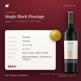 Single Block Pinotage L'Avenir – Stellenbosch – Weinpass | Weinkontor Bastert