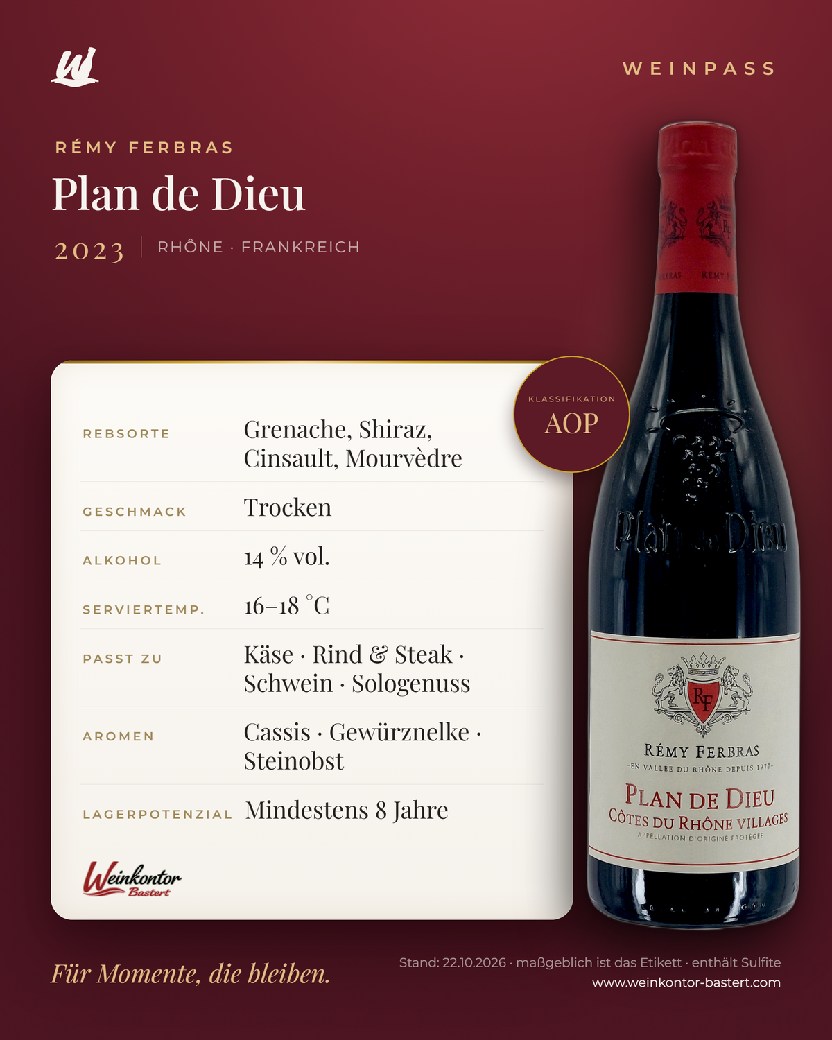 Plan de Dieu Rémy Ferbras – Rhône – Weinpass | Weinkontor Bastert