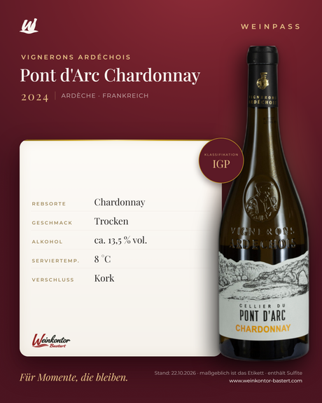 Pont d'Arc Chardonnay Vignerons Ardéchois IGP – Ardèche – Weinpass | Weinkontor Bastert