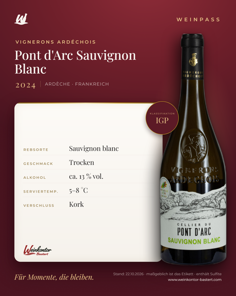 Pont d'Arc Sauvignon Blanc Vignerons Ardéchois IGP – Ardèche – Weinpass | Weinkontor Bastert