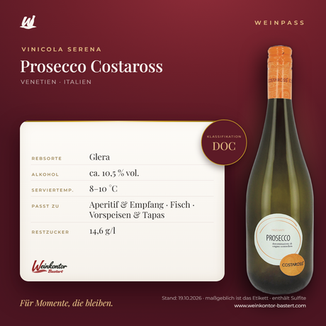 Prosecco Costaross Vinicola Serena DOC – Venetien – Weinpass | Weinkontor Bastert