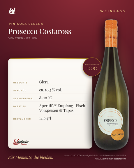 Prosecco Costaross Vinicola Serena DOC – Venetien – Weinpass | Weinkontor Bastert