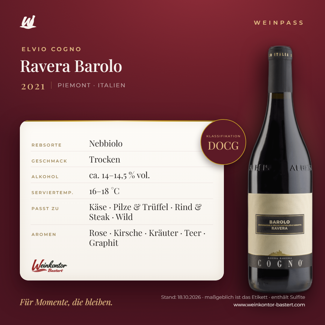 Ravera Barolo DOCG Elvio Cogno – Piemont – Weinpass | Weinkontor Bastert